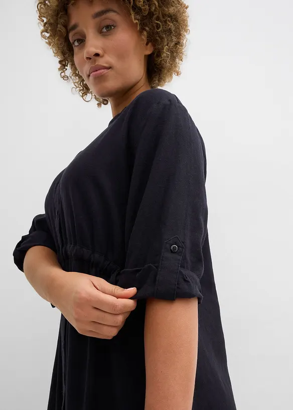 Midikjole i linmiks, bonprix