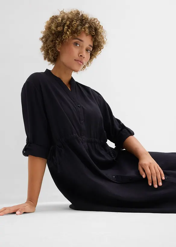 Midikjole i linmiks, bonprix