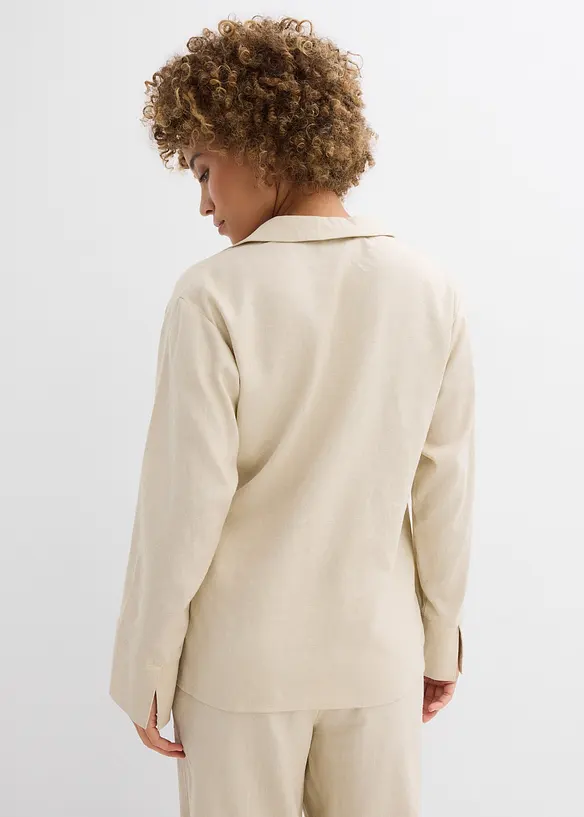 Omslagsbluse i linmiks, bonprix