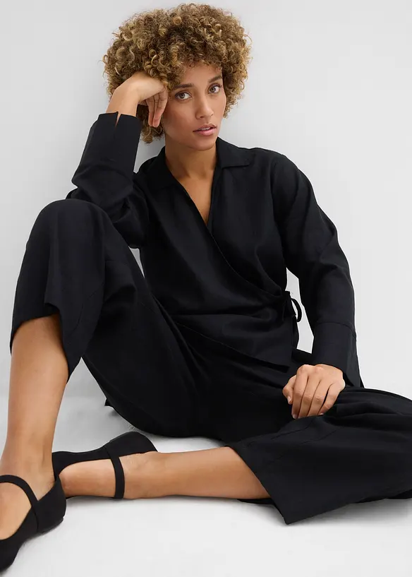Omslagsbluse i linmiks, bonprix