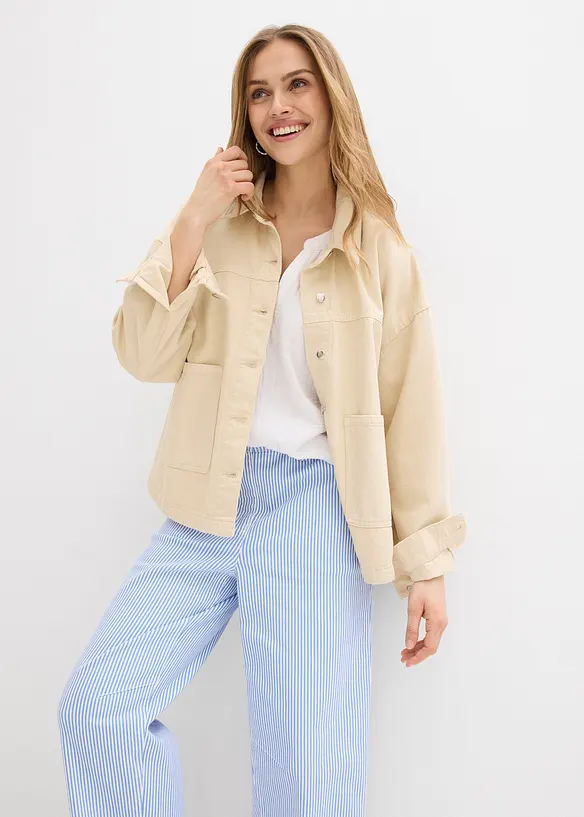 Barrel-bukse med komfortlinning, High Waist, bonprix