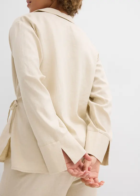 Omslagsbluse i linmiks, bonprix