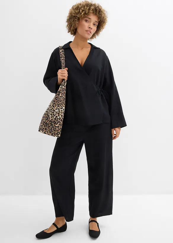 Omslagsbluse i linmiks, bonprix