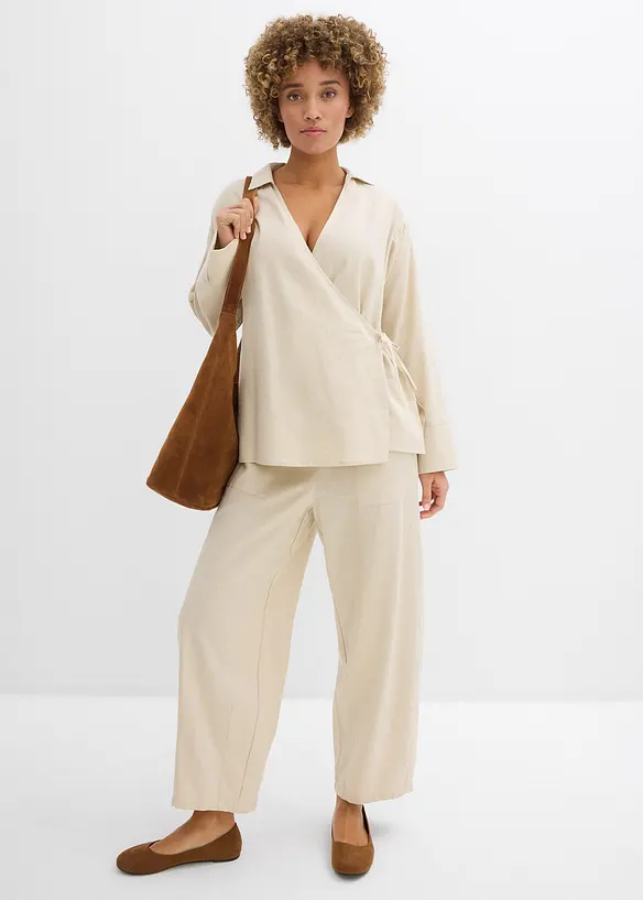 Omslagsbluse i linmiks, bonprix