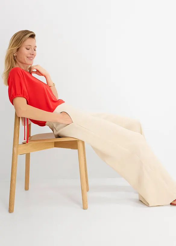 Bukse i viskosemiks med vide ben, bonprix