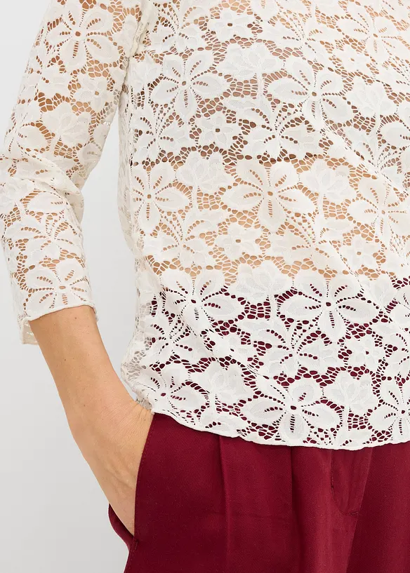 Langermet blondetopp, bonprix