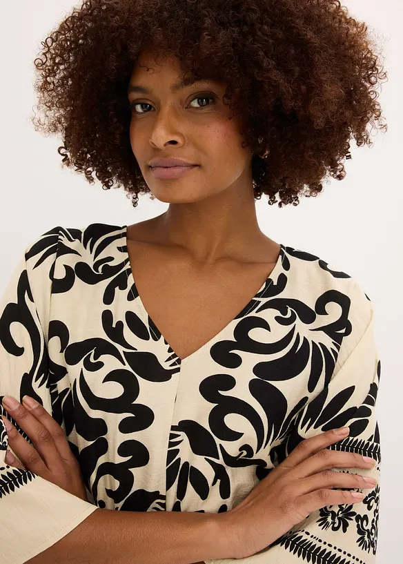 Midikjole i lett viskosemiks, bonprix