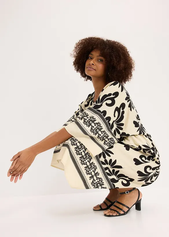 Midikjole i lett viskosemiks, bonprix