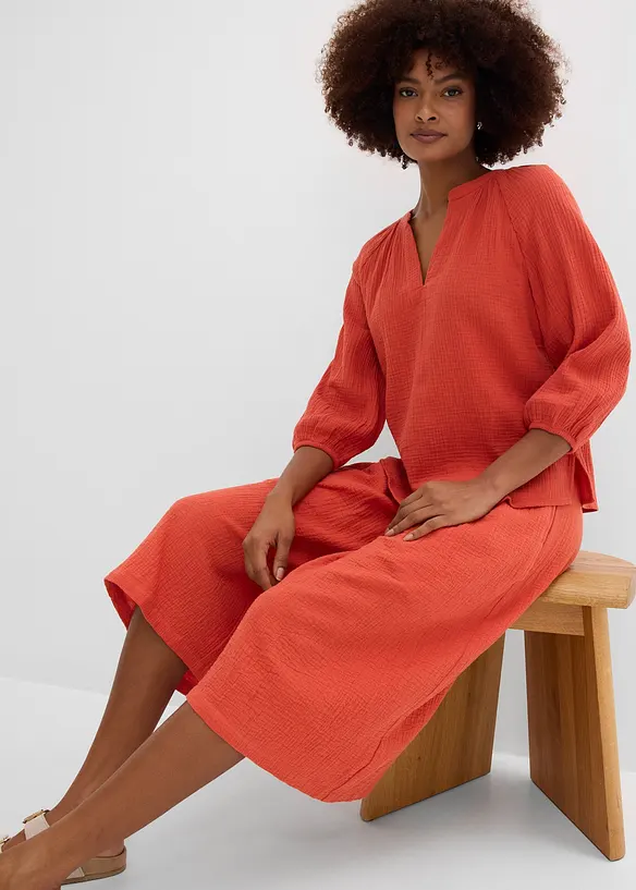 Oversized bluse i musselin, bonprix