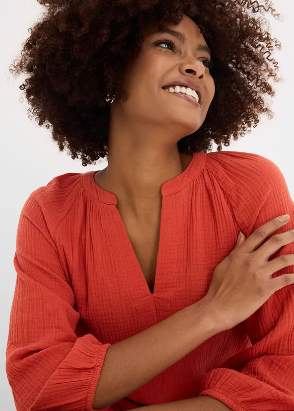 Oversized bluse i musselin, bonprix