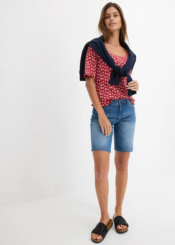 Straight-jeans, Mid Waist, bermuda, bonprix