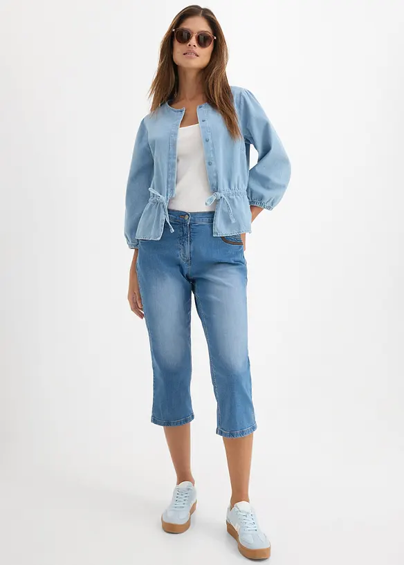 Slim Fit-jeans i capri-lengde, Mid Waist, bonprix