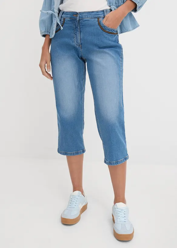 Slim Fit-jeans i capri-lengde, Mid Waist, bonprix