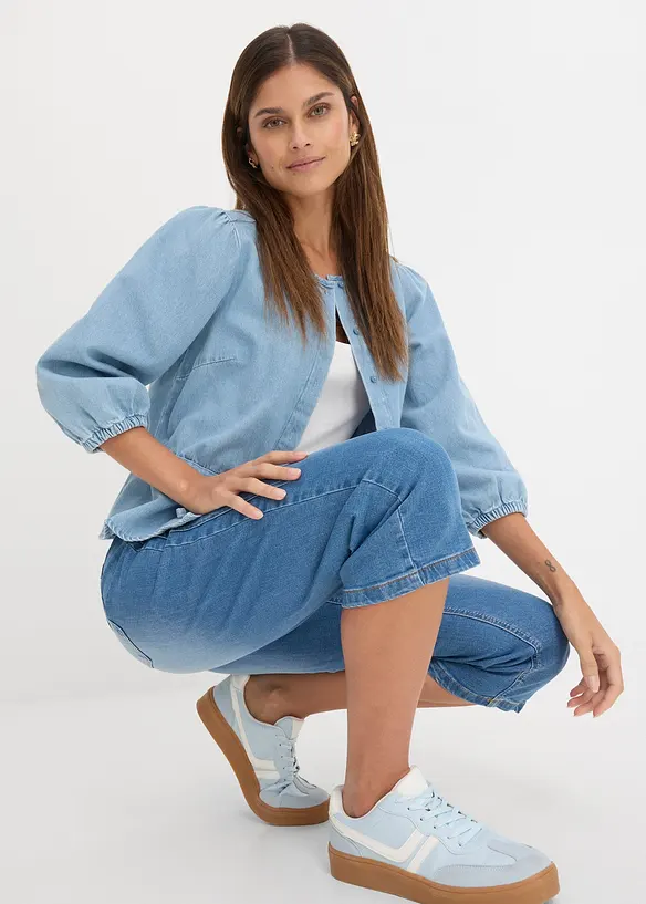 Slim Fit-jeans i capri-lengde, Mid Waist, bonprix