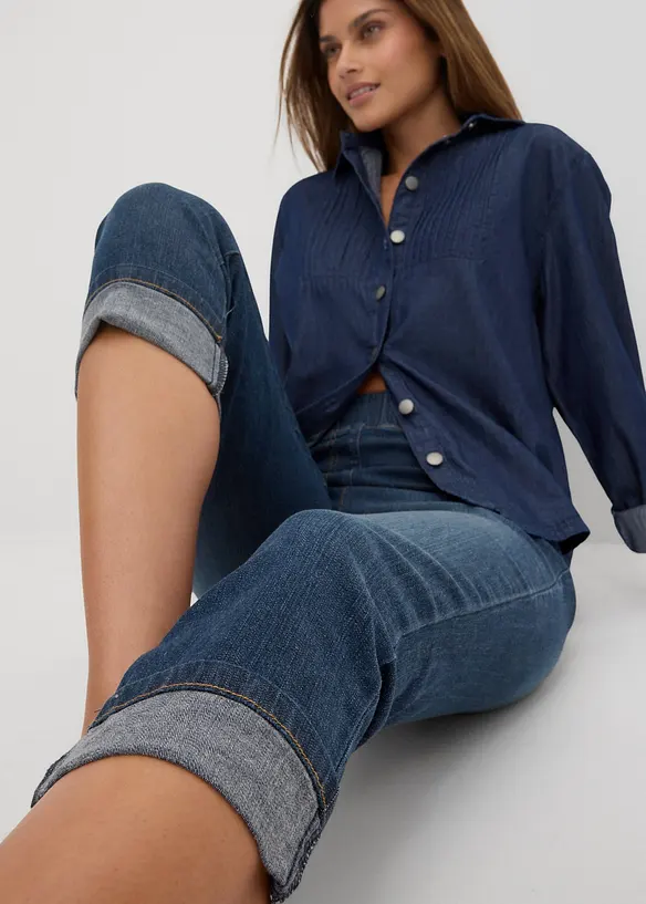 Slim Fit-jeans, Mid Waist, bomull, bonprix