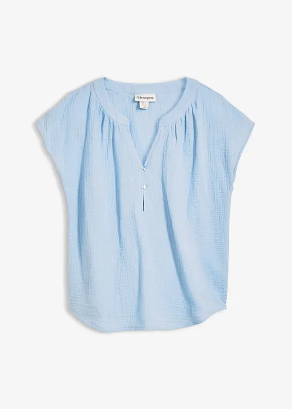 Kortermet bluse i 100% bomullsmusselin, bonprix