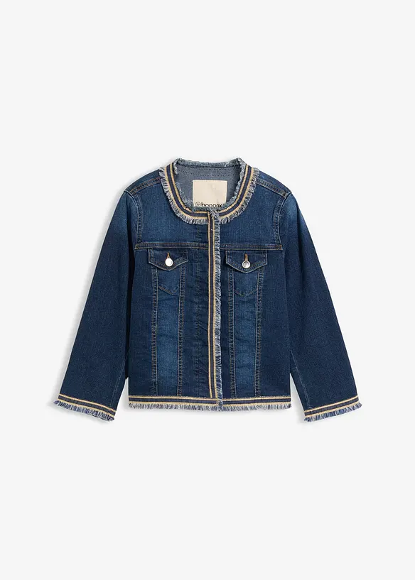 Jeansjakke med frynser, bonprix