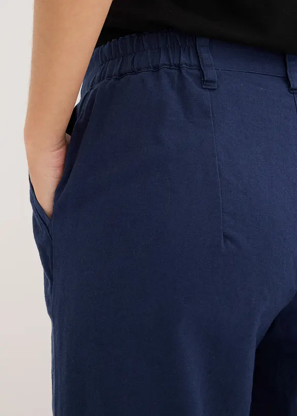 Bukse i vevd lin- og bomullsmiks, bonprix