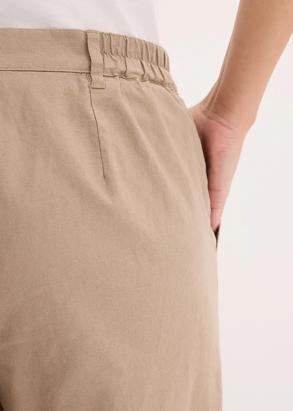 Bukse i vevd lin- og bomullsmiks, bonprix