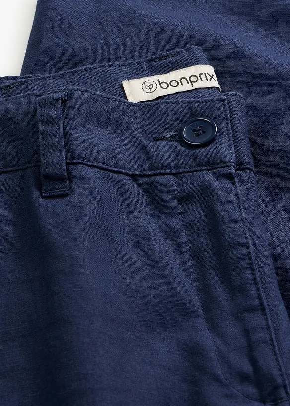 Bukse i vevd lin- og bomullsmiks, bonprix