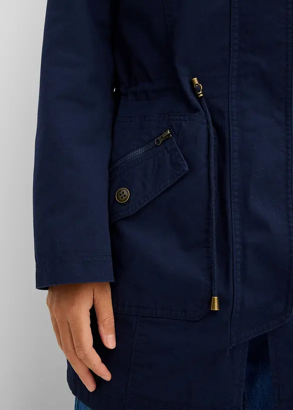 Kort bomullsparkas med st&aring;krage, innsvinget, bonprix