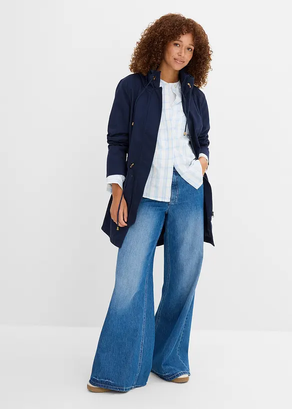 Kort bomullsparkas med st&aring;krage, innsvinget, bonprix