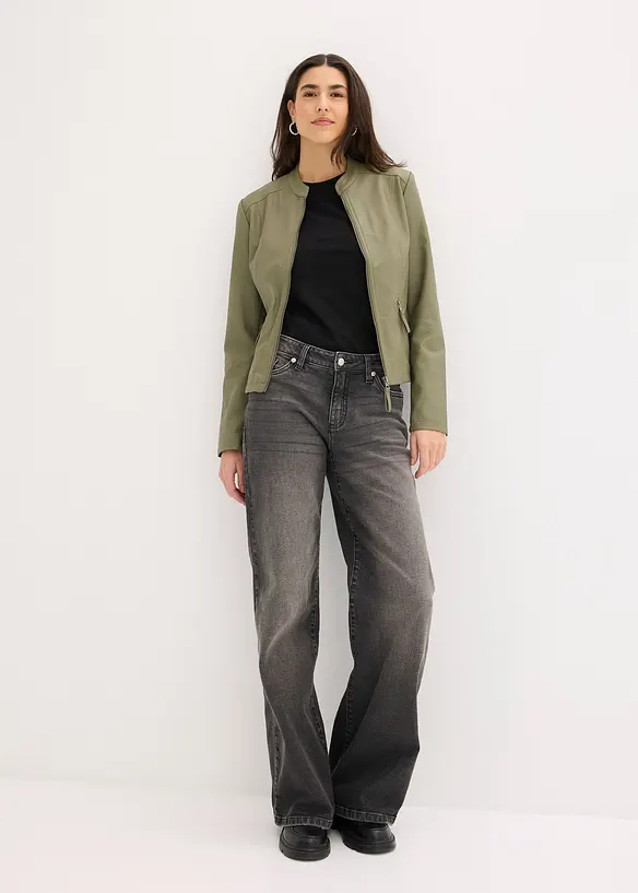 Jakke i imitert skinn av 100% viskose, bonprix