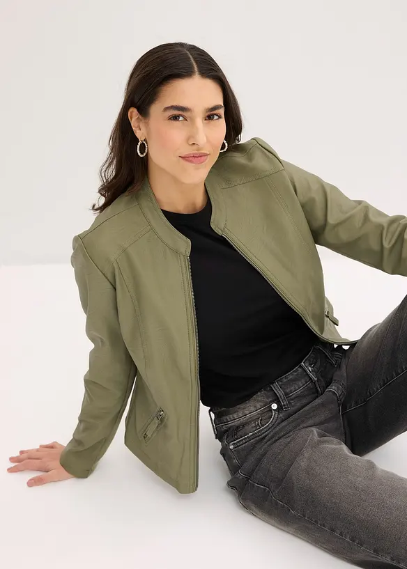 Jakke i imitert skinn av 100% viskose, bonprix