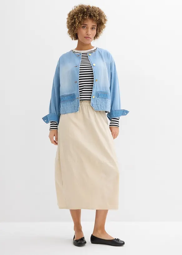 Midiskj&oslash;rt i lett linmiks, bonprix