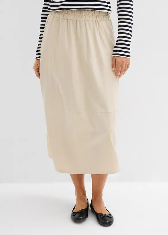 Midiskj&oslash;rt i lett linmiks, bonprix