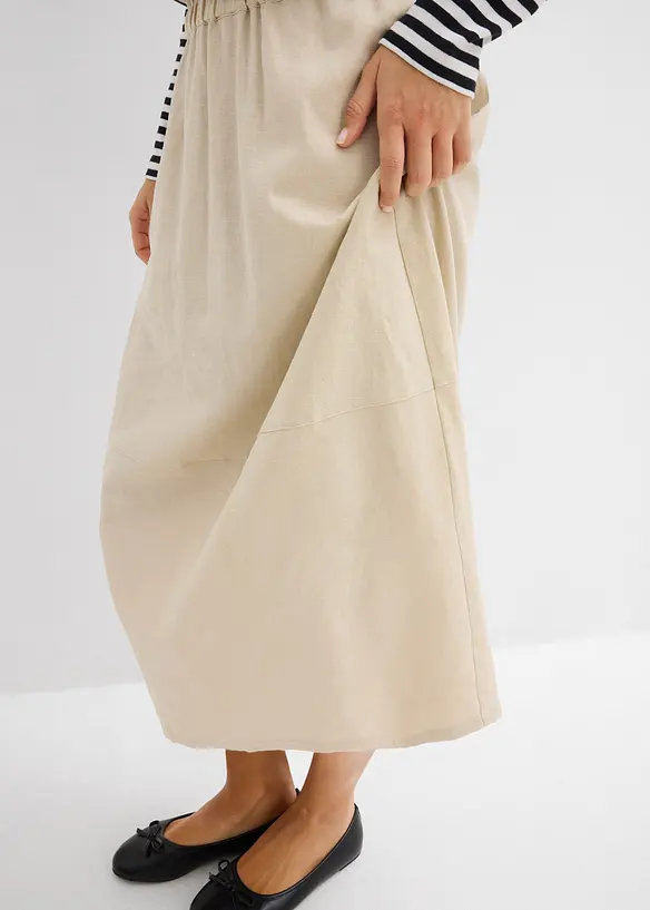 Midiskj&oslash;rt i lett linmiks, bonprix