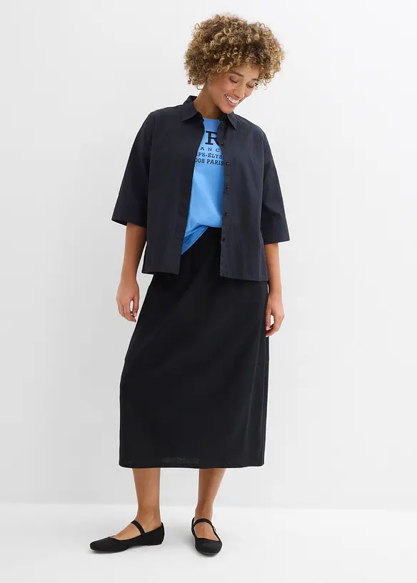 Midiskj&oslash;rt i lett linmiks, bonprix