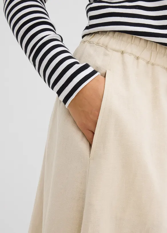 Midiskj&oslash;rt i lett linmiks, bonprix