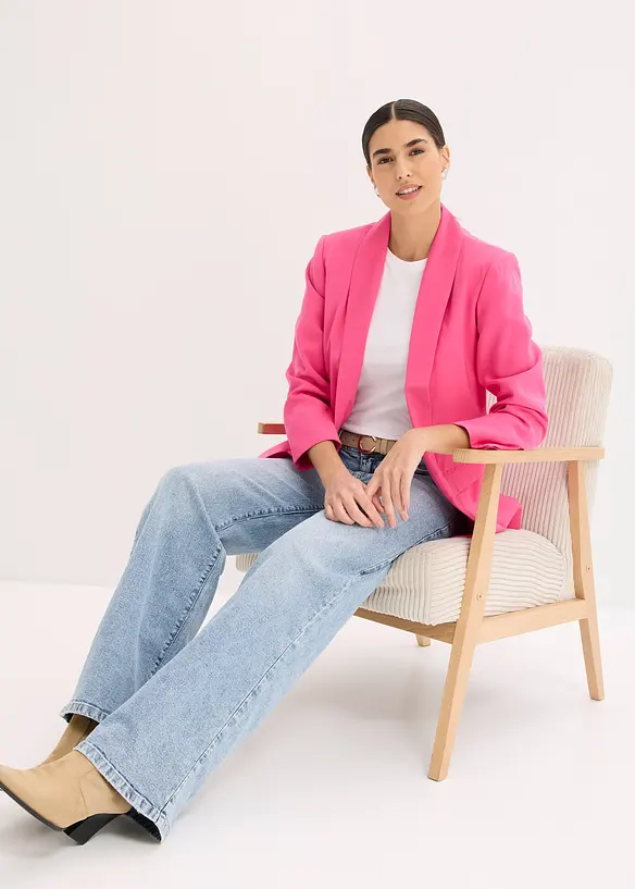 Lang blazer i viskosemiks, bonprix