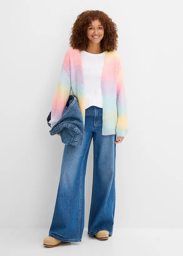 Grovstrikket cardigan i myk garnmiks med ull, bonprix