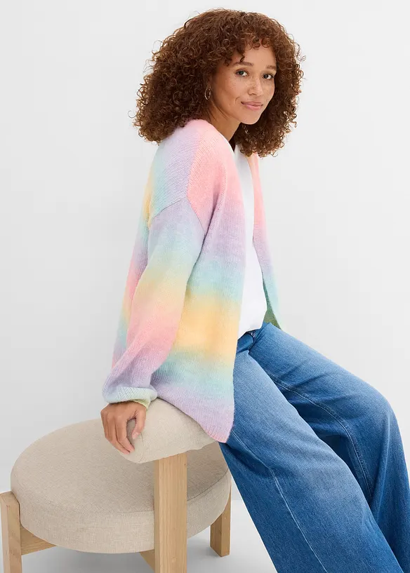 Grovstrikket cardigan i myk garnmiks med ull, bonprix