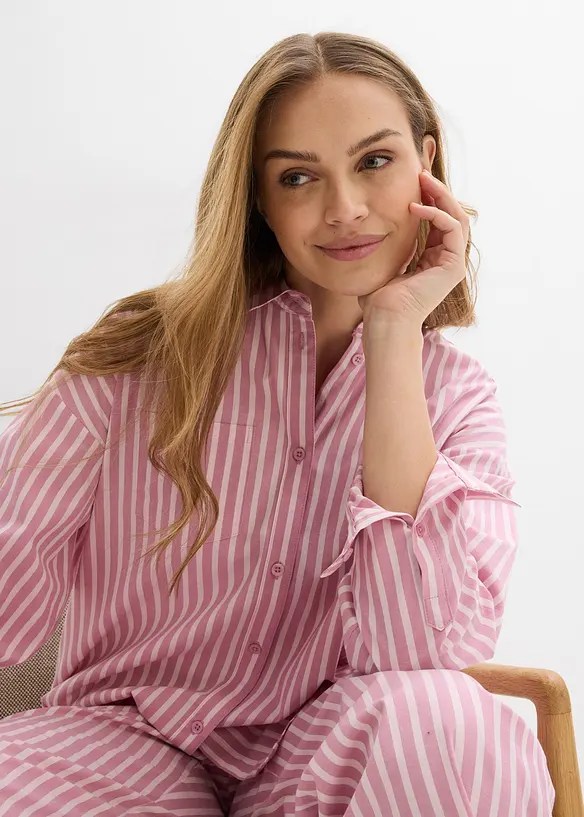 Oversized bluse i bomullspopelin, bonprix