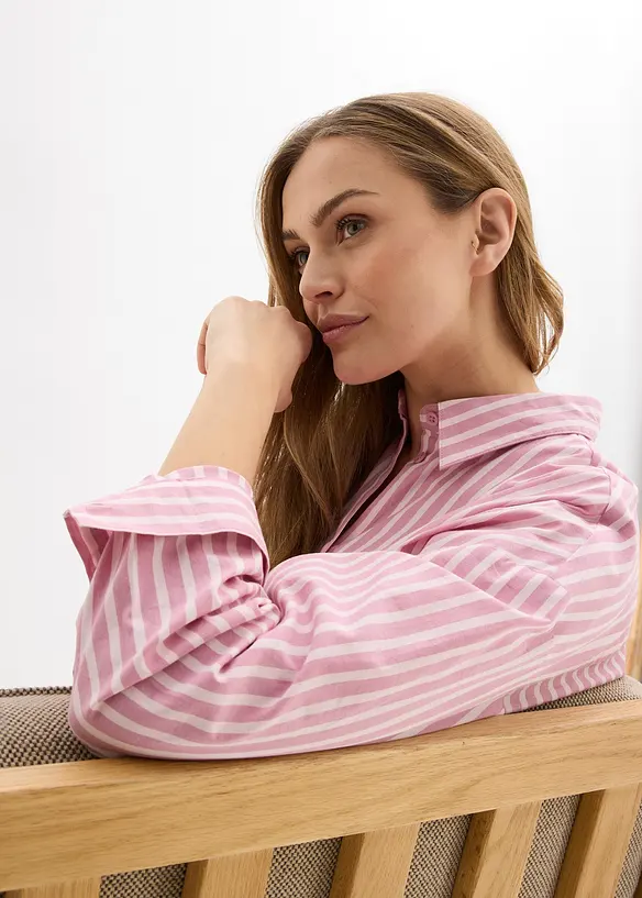 Oversized bluse i bomullspopelin, bonprix