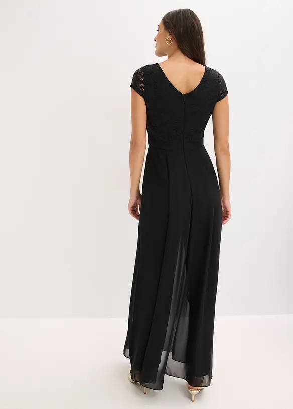 Jumpsuit med blonder og chiffoninnfelling, bonprix