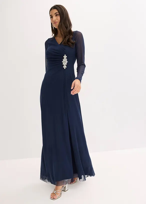 Selskapskjole av delikat tyll med stenapplikasjon, bonprix