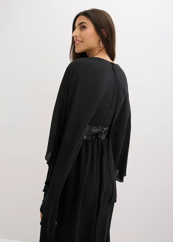 Selskapskjole av fin tyll med paljettinnfelling, bonprix