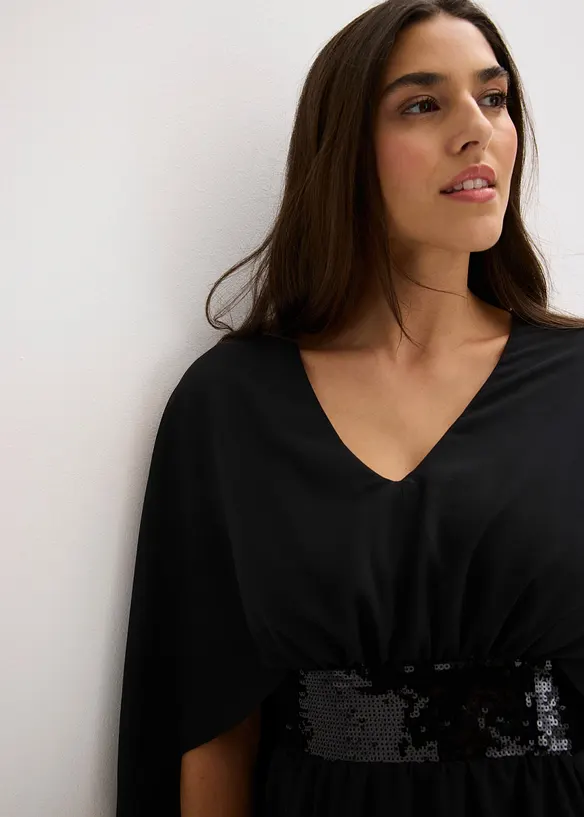 Selskapskjole av fin tyll med paljettinnfelling, bonprix