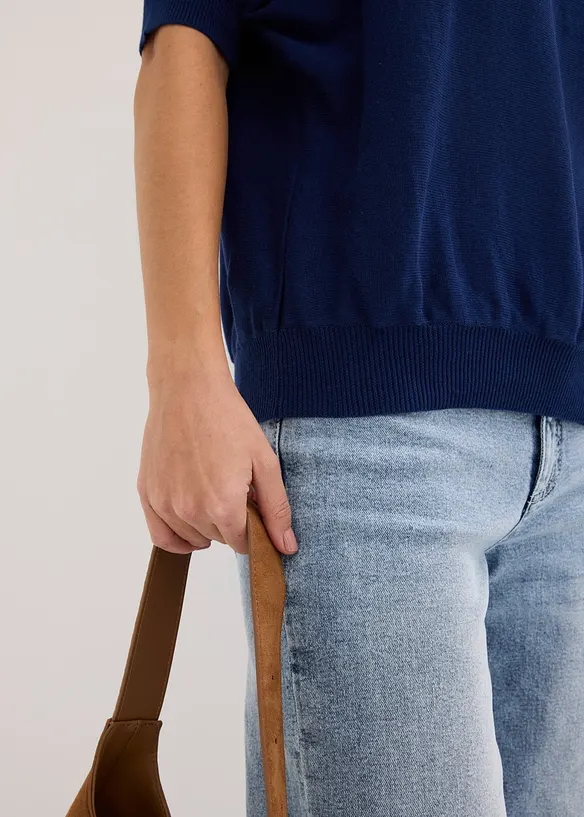 Finstrikket genser i bomullsmiks, bonprix