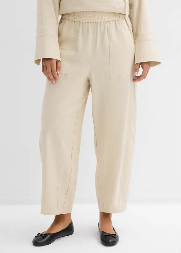 Barrel-bukse i lett linmiks, bonprix