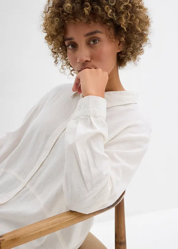 Oversized bluse i linmiks, bonprix