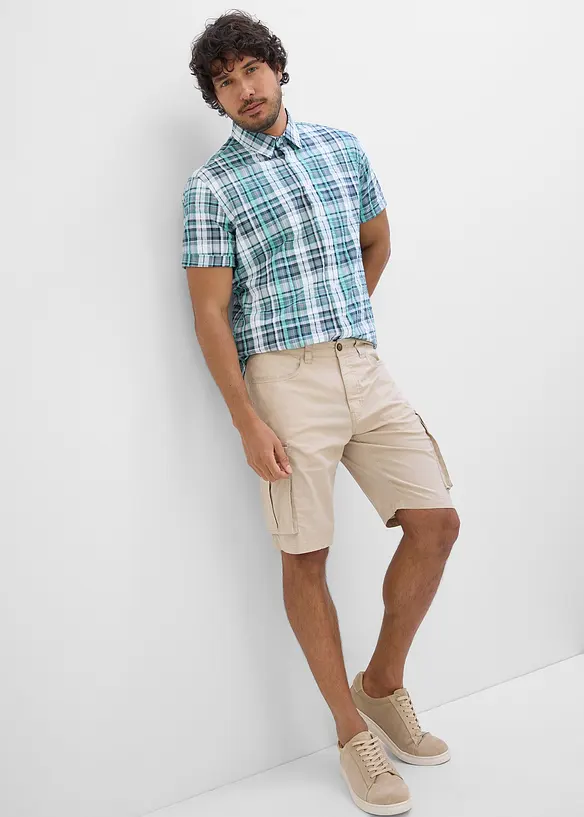 Kortermet skjorte i kreppmateriale av 100% bomull, bonprix