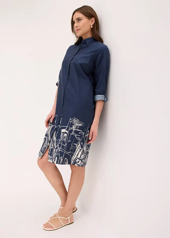 Skjortekjole i bomullspoplin, bonprix