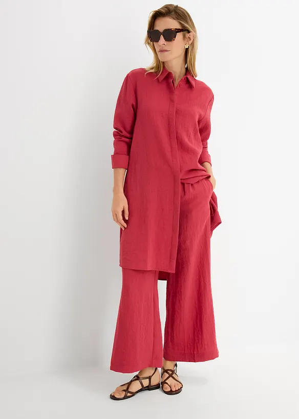 Lang skjorte i myk viskosemiks, bonprix