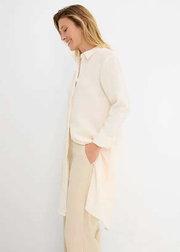 Lang skjorte i myk viskosemiks, bonprix