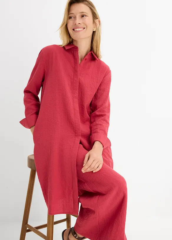 Lang skjorte i myk viskosemiks, bonprix